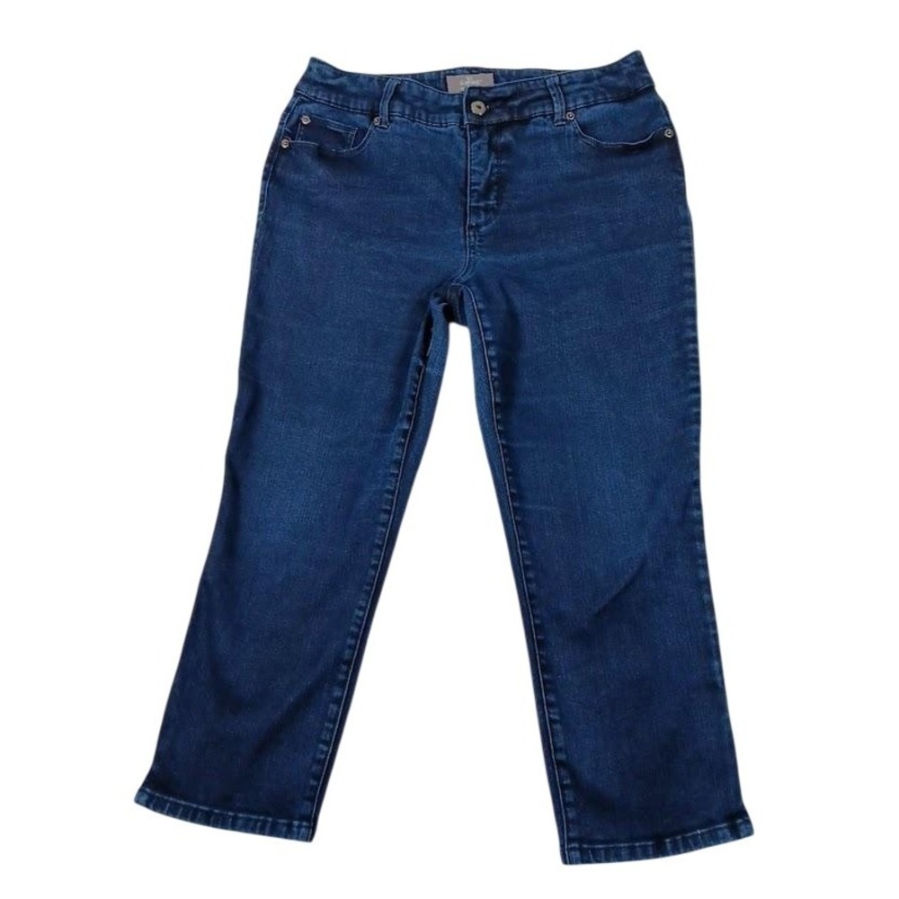 Chicos So Slimming Capri Jeans Womens 1.5 Blue Medium Wash Stretch Denim